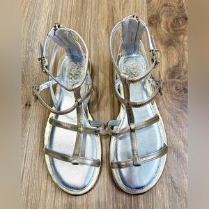 Vince Camuto Gold Metallic Multi-Strap Gladiator Flat Sandals Size 6M / 36.5